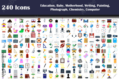 240 Icons Of Education, Baby, Motherhood, Writing, Painting, Photograph, Chemistry, Computer