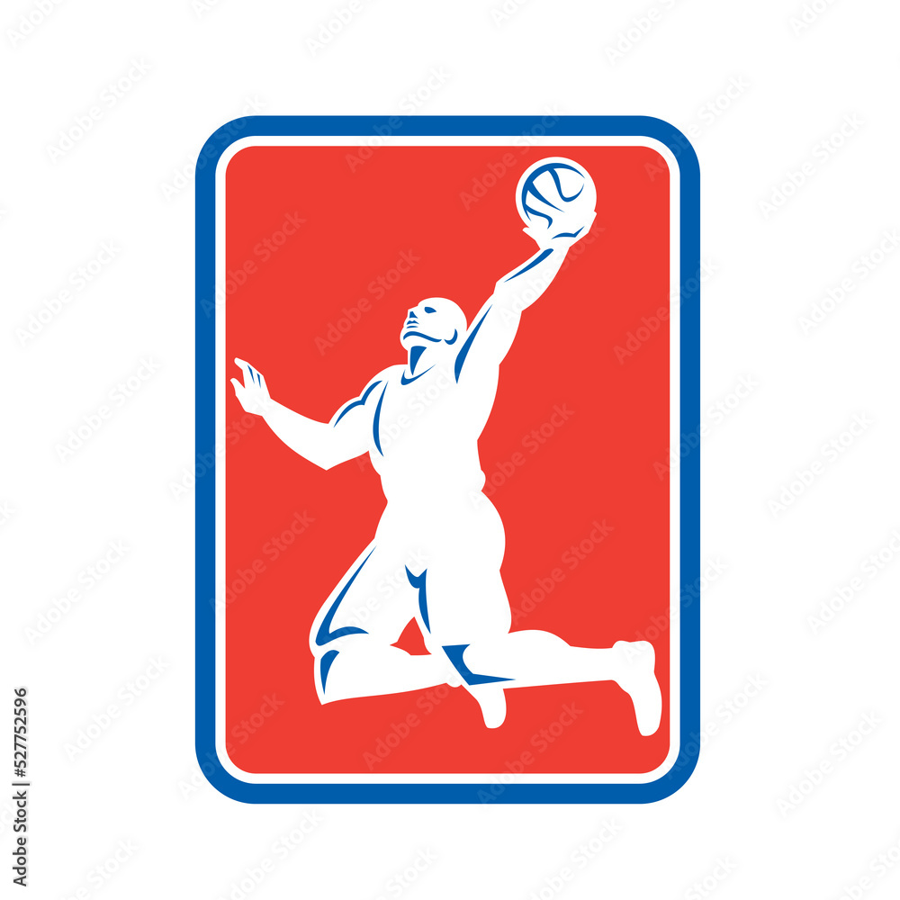 Basketball Player Rebounding Lay-Up Ball Rectangle