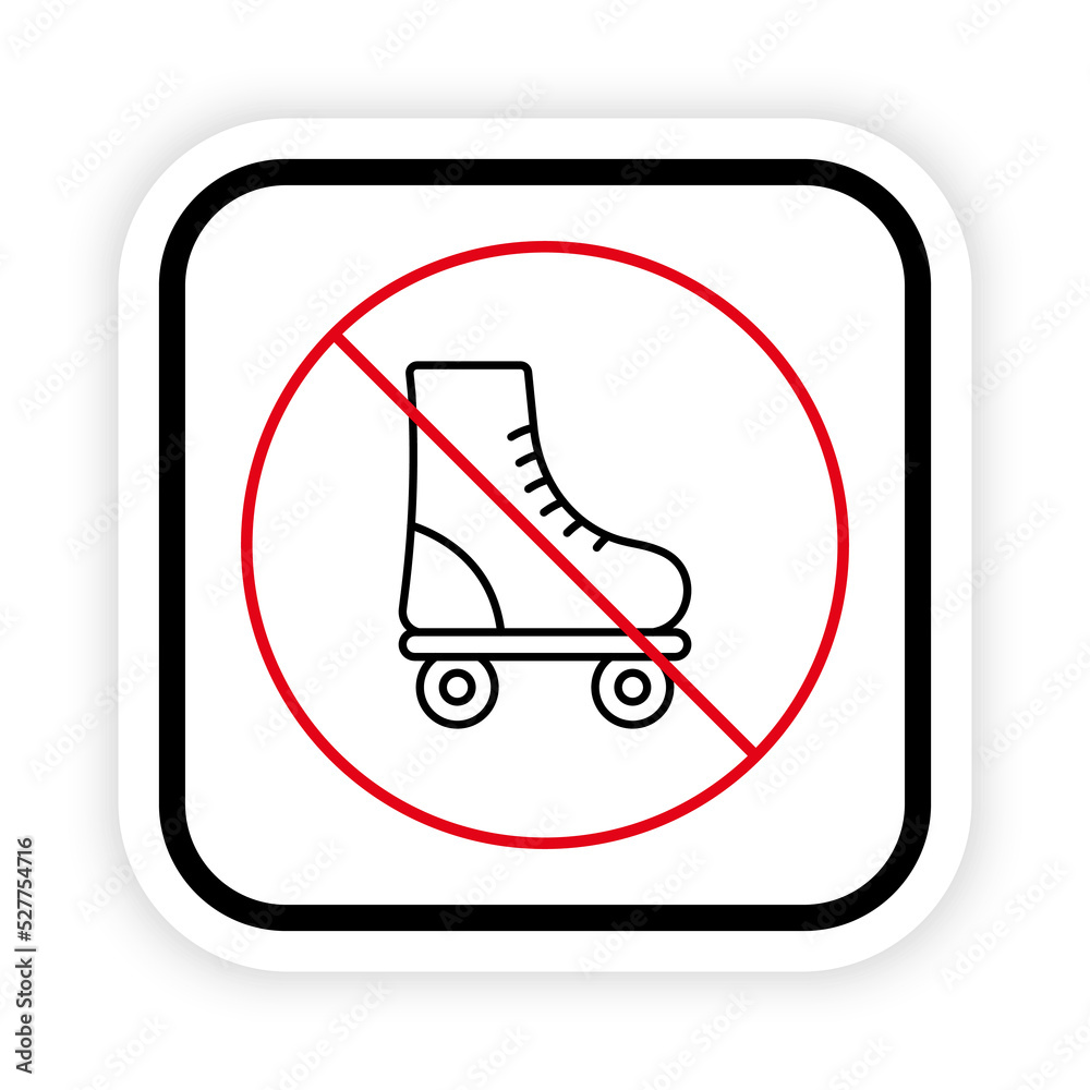 Ban Rollerskate Black Line Icon. Sport Footwear Red Stop Circle Symbol. Forbidden Roller Skate Pictogram. No Allowed Skating Sign. Prohibited Roll Zone. Isolated Vector Illustration Ban Rollerskate Black Line Icon. Sport Footwear Red Stop Circle Symbol. Forbidden Roller Skate Pictogram. No Allowed Skating Sign. Prohibited Roll Zone. Isolated Vector Illustration
