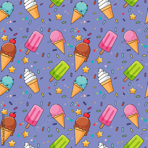 Sweet ice cream seamless pattern