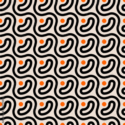 Vector seamless pattern. Abstract op art texture with bold stripes. Creative Carpet tiles span wall to wall or form area rugs. Decorative design with distortion effect.