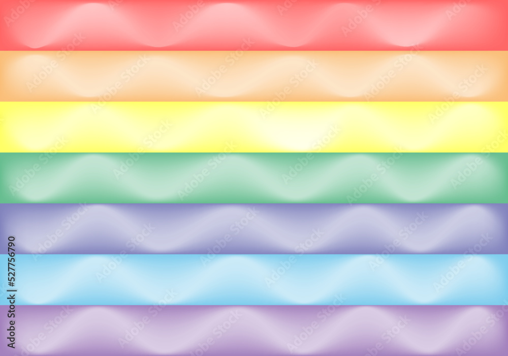 Illustration in rainbow colors with white curves on a soft tone background. 