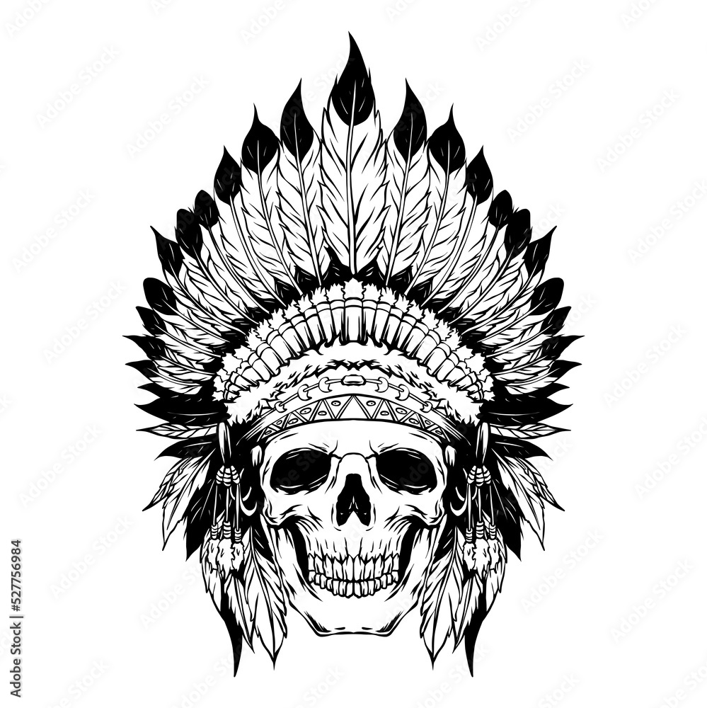 Obraz premium American Indian skull Vector image