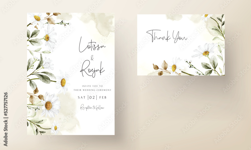 elegant daisy flower wedding invitation card template