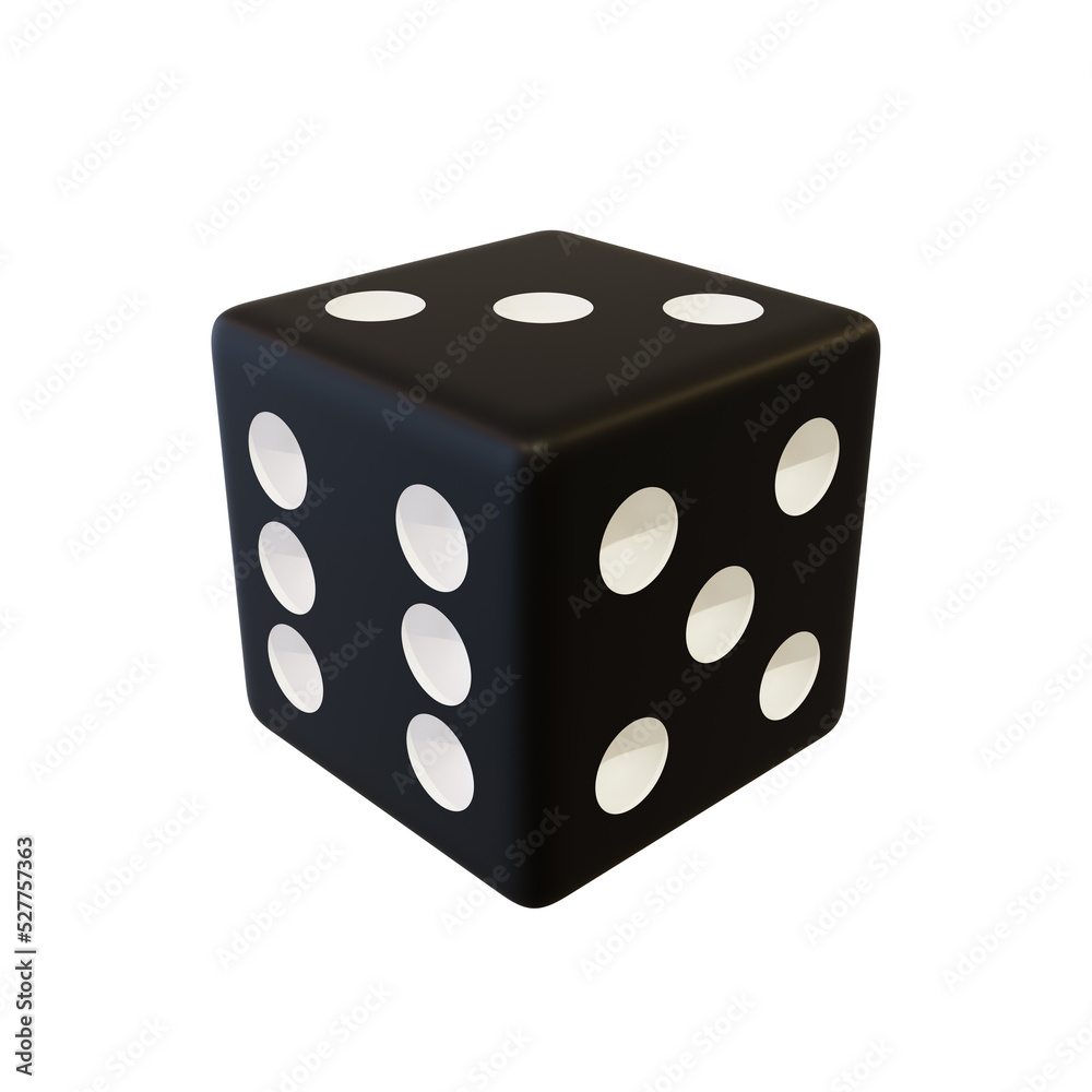 Dice black plastic playing. Realistic playing cube. Dice black plastic playing. Realistic playing cube.