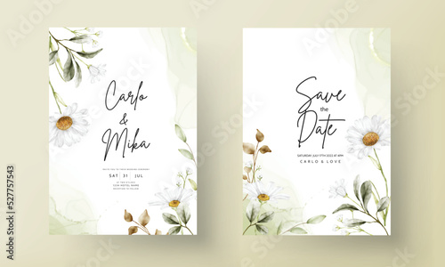 elegant daisy flower wedding invitation card template