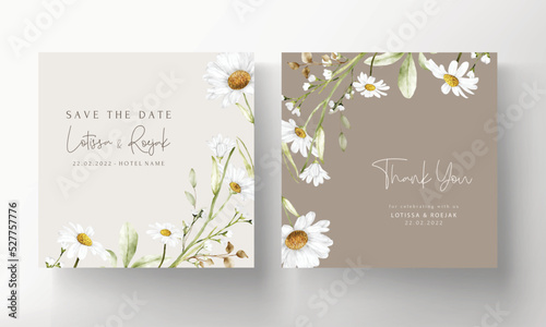elegant daisy flower wedding invitation card template
