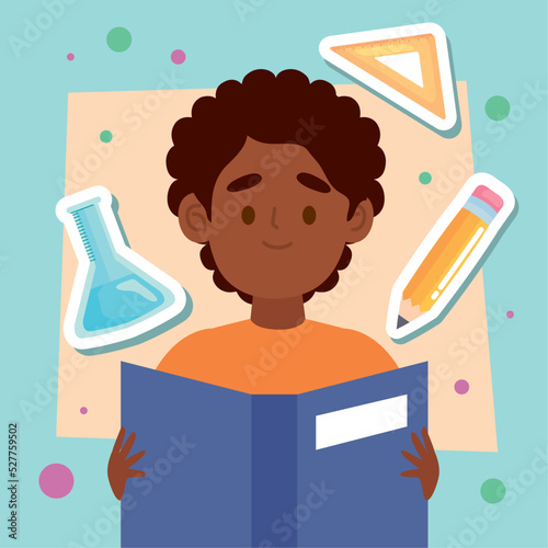 boy reading educative book