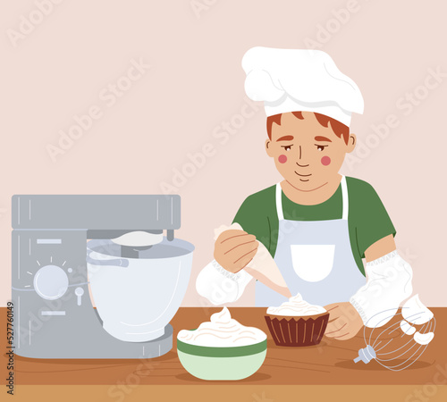 Childish Cooking School Flat Illustration