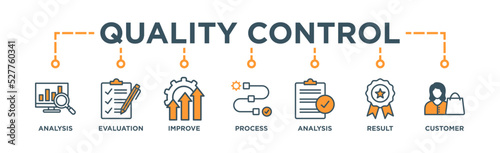 Quality control banner web icon vector illustration concept