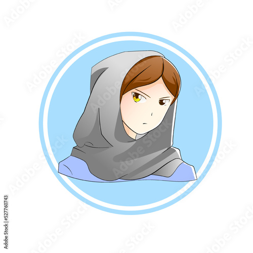Εκτύπωση καμβά Premium vector l image of a cute woman hijab anime character being cranky