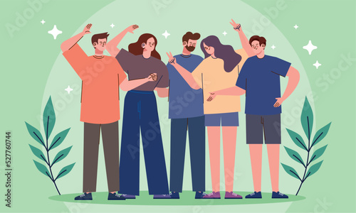five young friends group
