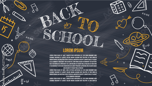 Back to School Concept over Chalkboard Background, Vector Illustration 