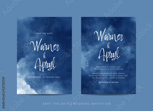Set of wedding invitation template with abstract watercolor