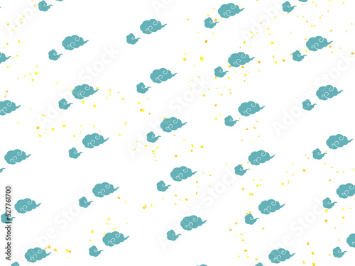 Seamless pattern of Japanese-style spiral clouds Background material with scattered gold leaf