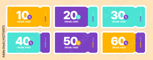 special event discount coupon vector collection