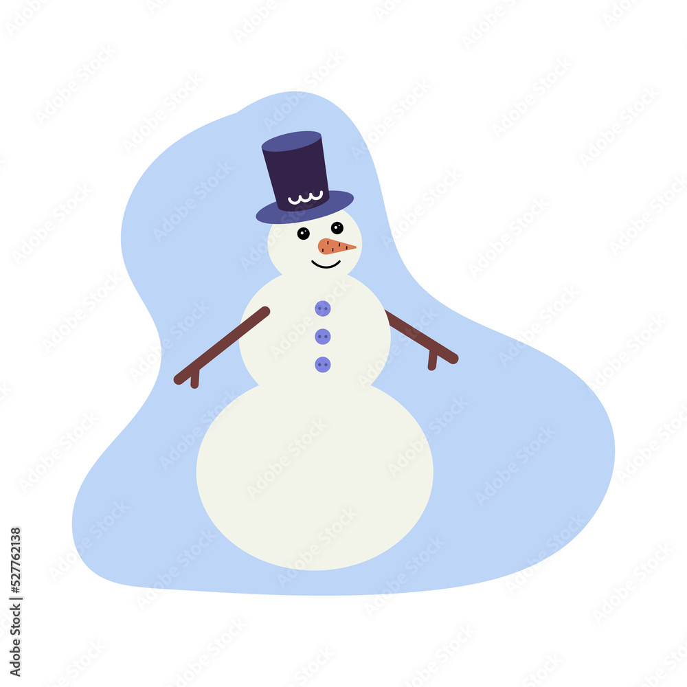 Cute snowman in a hat-cylinder