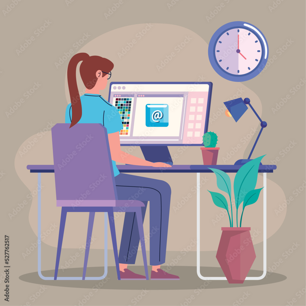 female designer with desktop female designer with desktop