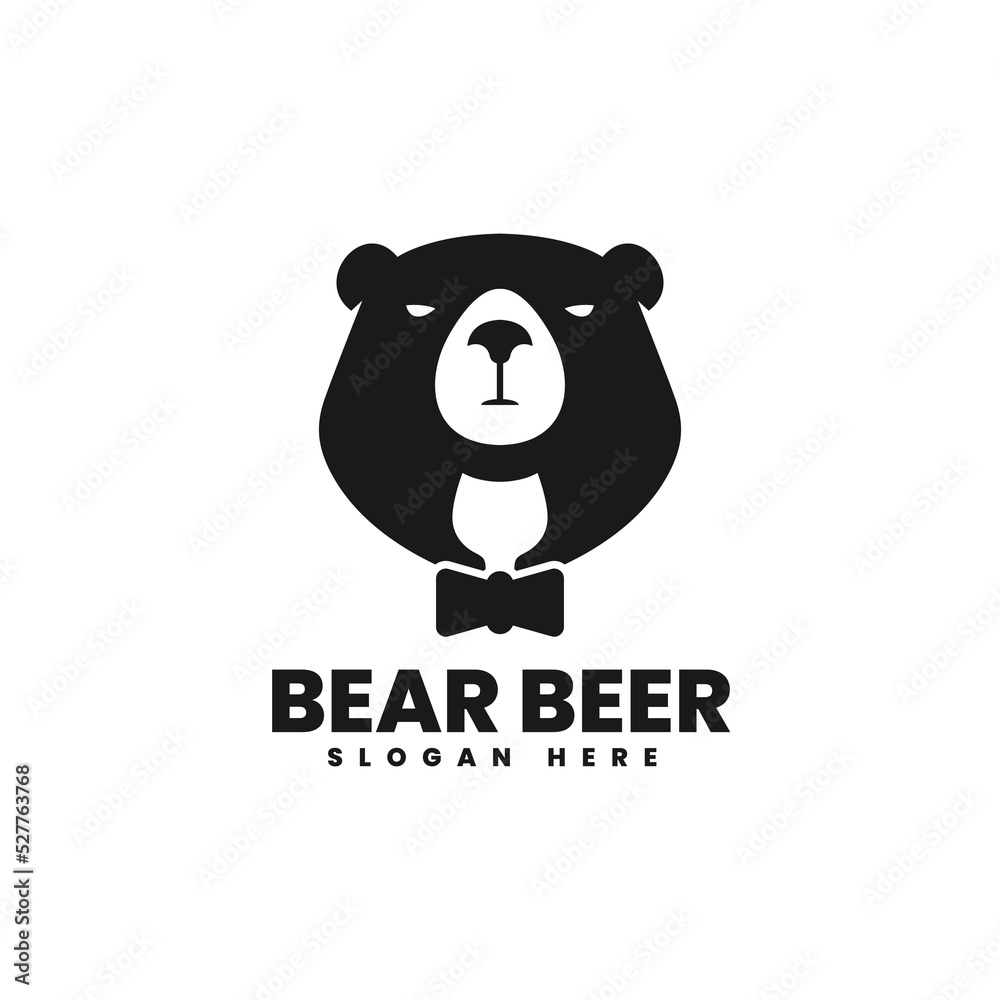 Vector Logo Illustration Bear Beer Silhouette Style. Vector Logo Illustration Bear Beer Silhouette Style.