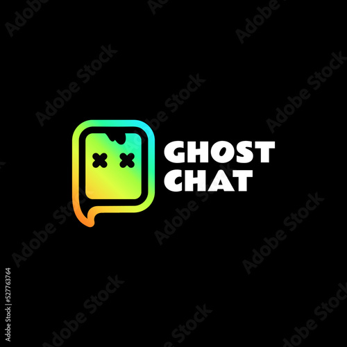 Vector Logo Illustration Ghost Chat Gradient Colorful Style.