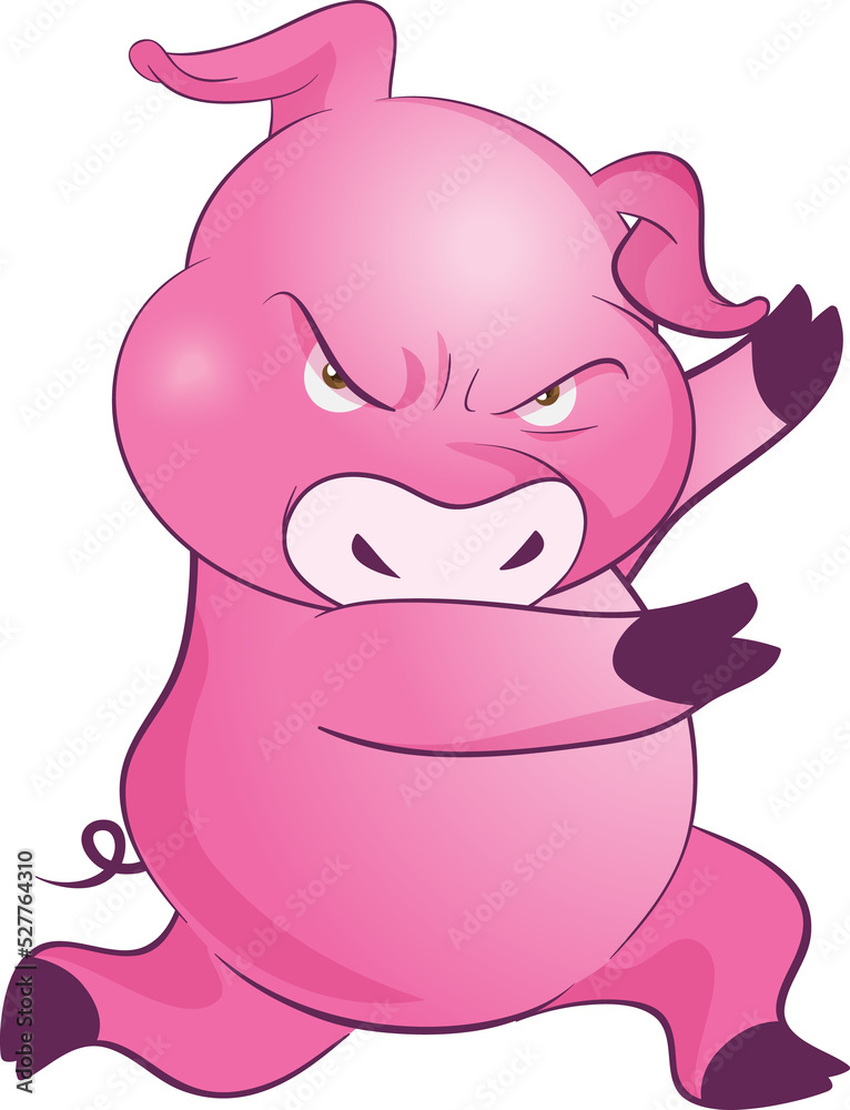 Naklejka premium cute little pigs cheerful funny dance and many emotion acting