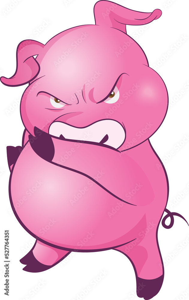 Naklejka premium cute little pigs cheerful funny dance and many emotion acting