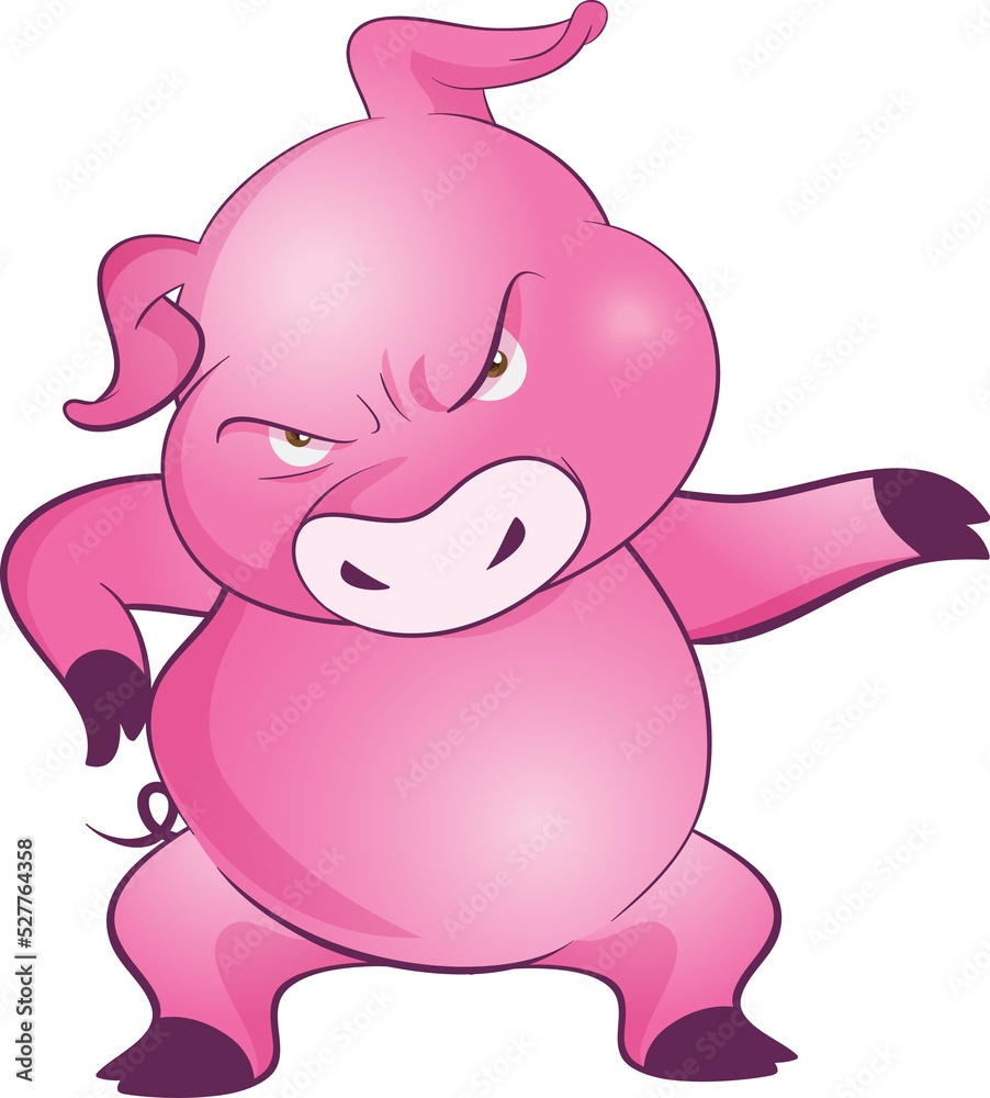 Fototapeta premium cute little pigs cheerful funny dance and many emotion acting