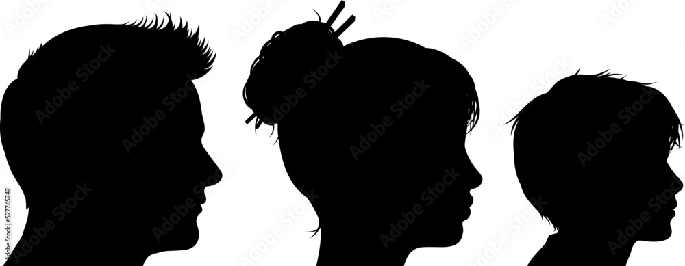 Face silhouettes of Men, Women and Children