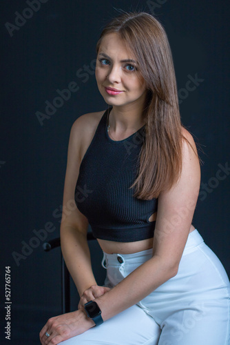 Business Woman on black background, Business woman emotions
