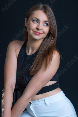 Business Woman on black background, Business woman emotions