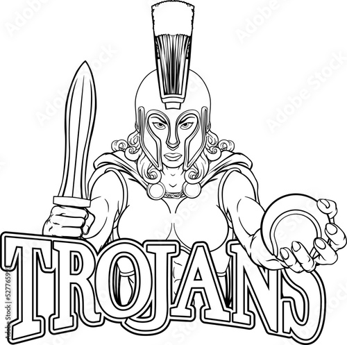 A Spartan or Trojan female gladiator warrior woman tennis sports mascot