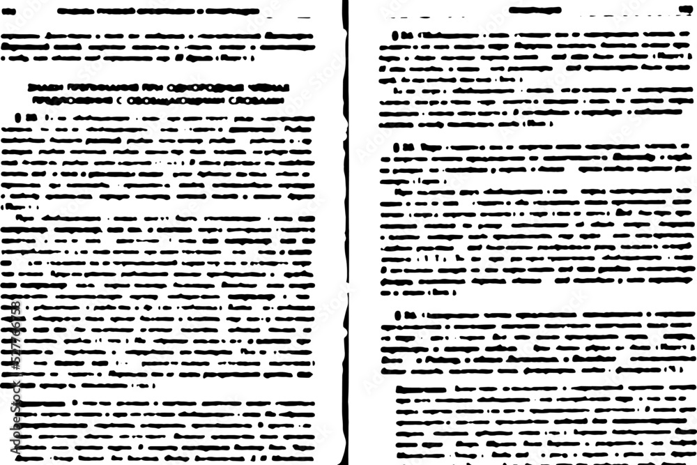 Fototapeta premium Grunge texture of printed text. Unreadable printed text of the directory. Abstract monochrome background of unreadable. Vector illustration.