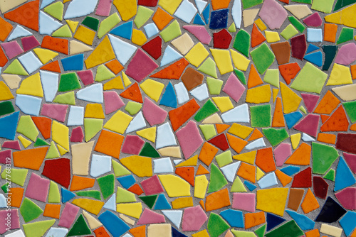 Color chaos, image background consisting of many, colorful tesserae. Copy space for your design. Web banner. photo