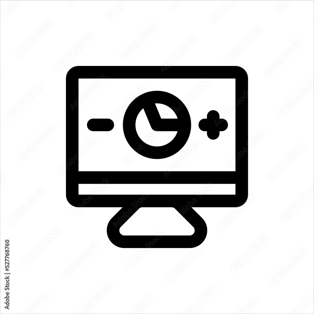 monitor and pie chart icons, outline style, editable vector monitor and pie chart icons, outline style, editable vector