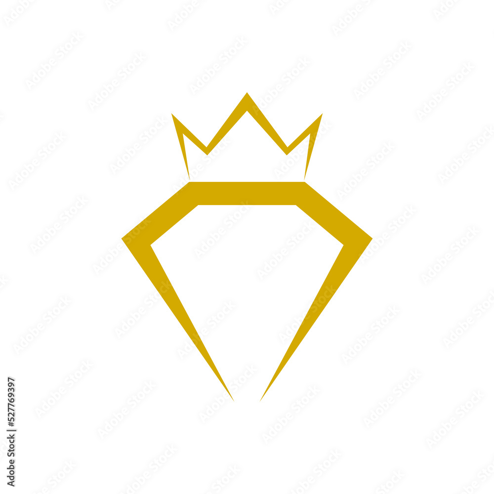 Elegant diamond crown simple logo design isolated on white background Elegant diamond crown simple logo design isolated on white background