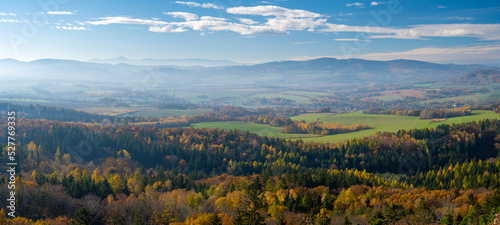 Obraz na płótnie view on Kaczawskie mountains in Lower Silesia in Poland during autumn sunny day w salonie