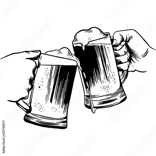 Beer Toast Hand drawn Sketch Illustration