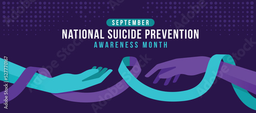 Leinwand Poster National suicide prevention awareness month - two hand with suicide awareness pr