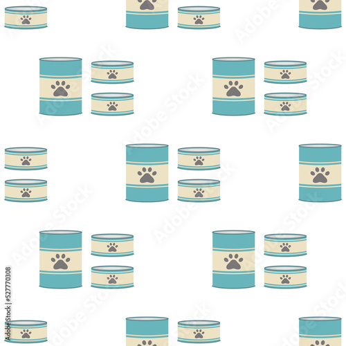 seamless pattern with pet food in conserve