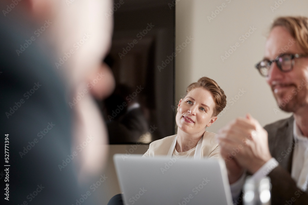 Businesswoman during business meeting Businesswoman during business meeting