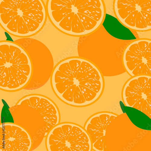Vector of orange fruit slices background, citrus fruit collection.