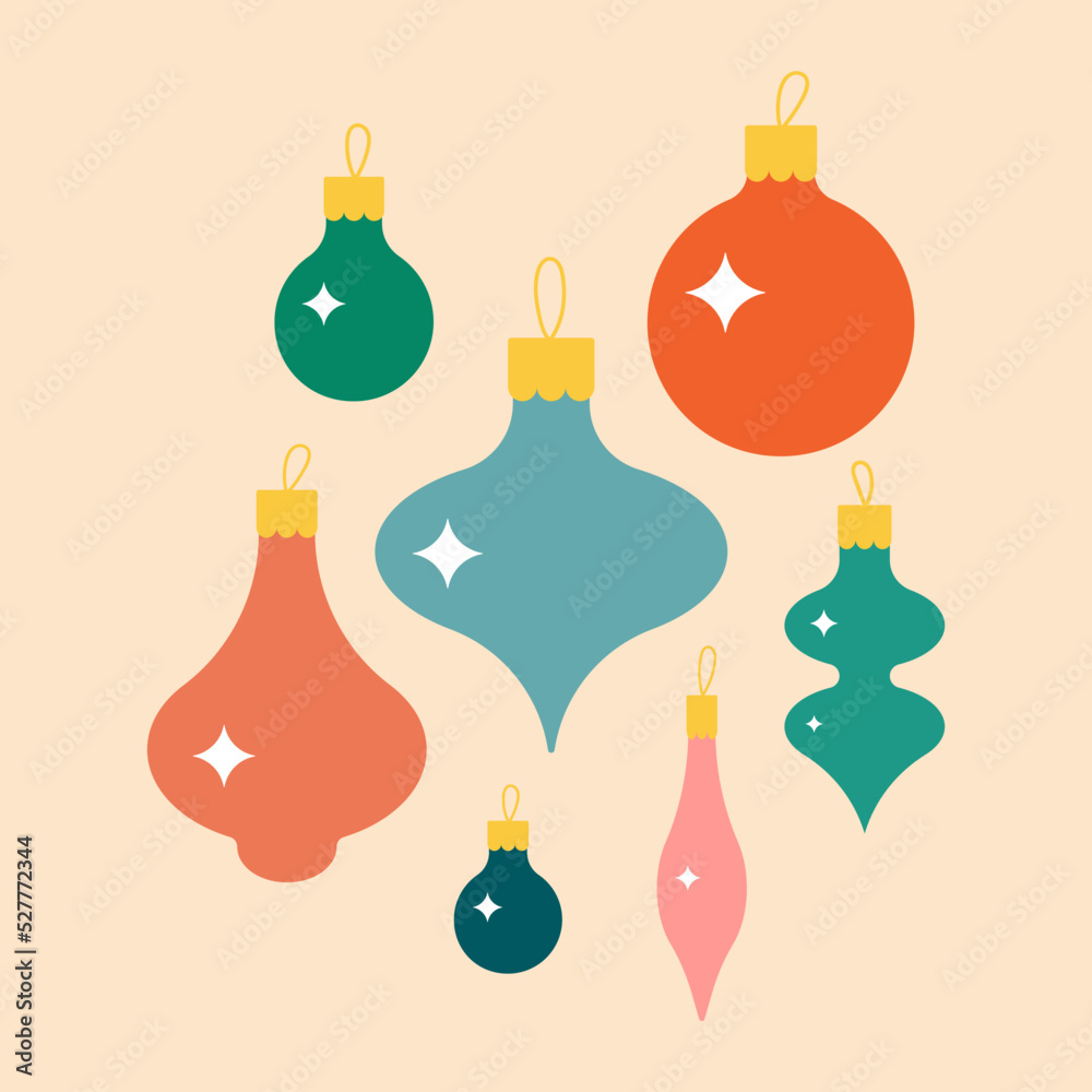 Christmas bauble with cute sparkles. Traditional xmas tree balls for simple ornaments and decorations. Flat modern illustration for winter holidays graphic design. Christmas bauble with cute sparkles. Traditional xmas tree balls for simple ornaments and decorations. Flat modern illustration for winter holidays graphic design.
