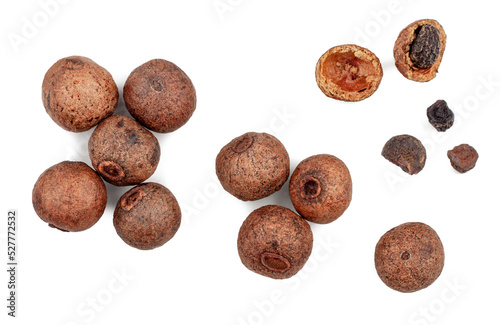 Allspice pepper isolated on white background, top-down