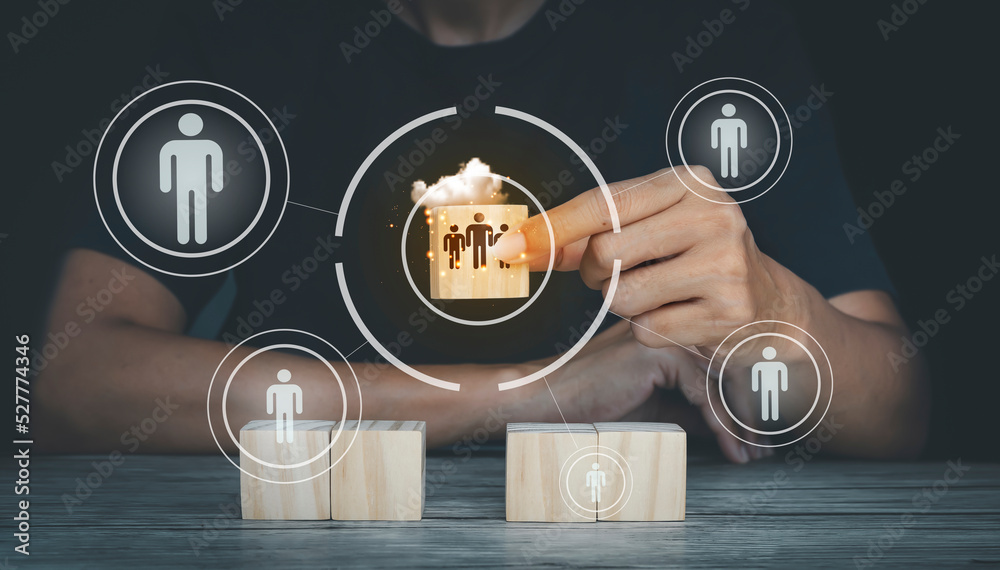 Enterprise Resource Planning ERP. Hand holding wood cube block. Customer satisfaction, retention strategies Enterprise Resource Planning ERP. Hand holding wood cube block. Customer satisfaction, retention strategies