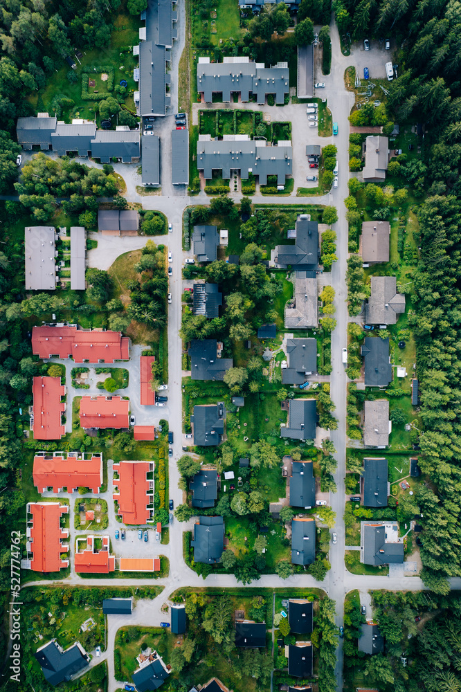 Aerial view of residential houses in Finland