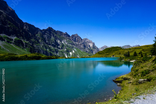 Idyllic panorama view of Glacier and alp lake. Location place Swiss alps  canton Bern. Scenic image of most popular tourist attraction. Discover the beauty of the earth.