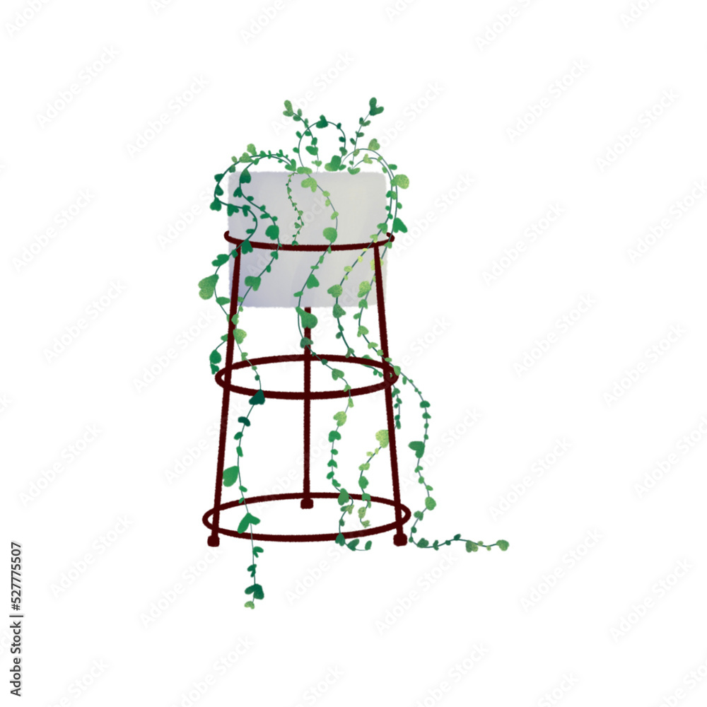 Green plant in a white pot illustration