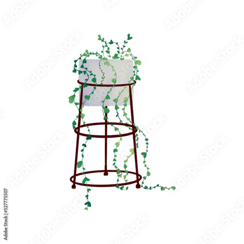 Green plant in a white pot illustration