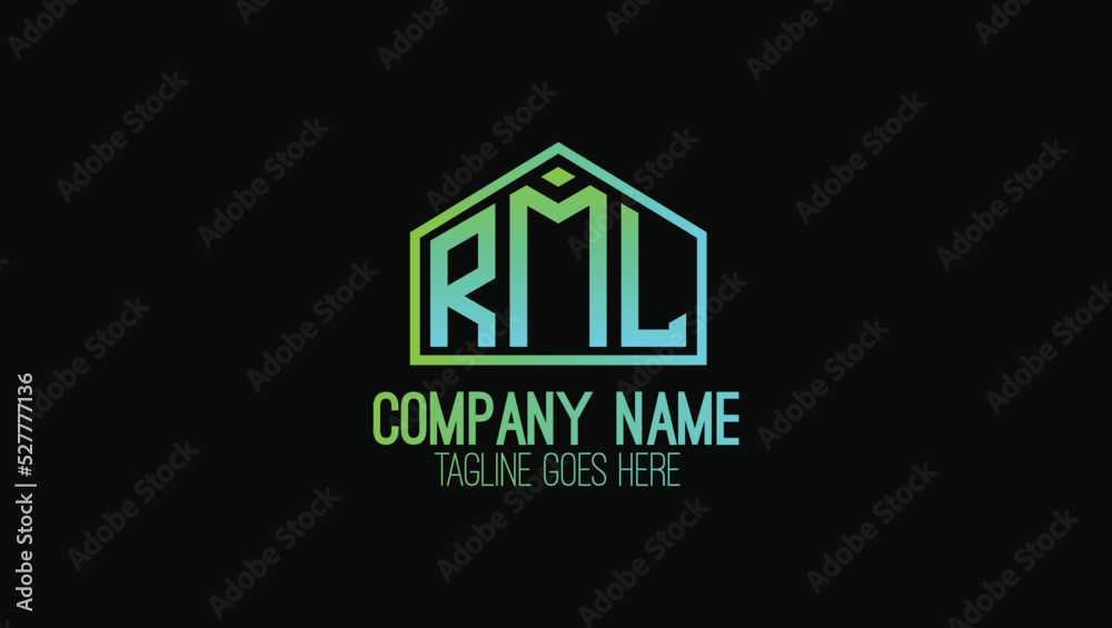 Letters RML Real estate Creative Name Initials Monogram Lettermark Minimal Modern Logo Design Template