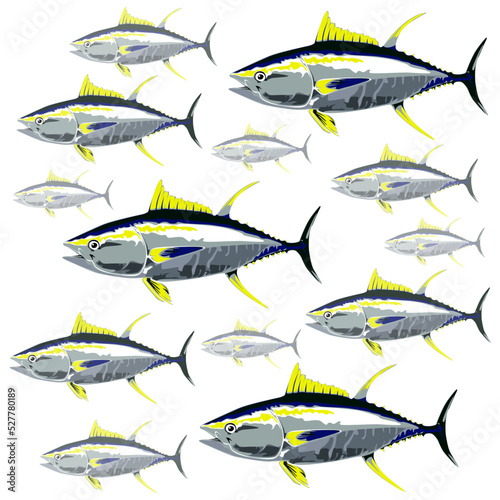 Tuna fishing logo. Unique and fresh tuna jumping.Fish on a white background
